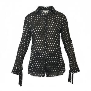 Saint Laurent Classic Crepe Polka Dot Top size FR 36 Long Sleeve tie Accents
